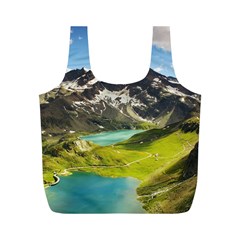 Aerial View Of Mountain And Body Of Water Full Print Recycle Bag (m) by danenraven