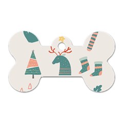 Reindeer Stars Socks Stick Candy Cane Dog Tag Bone (one Side) by artworkshop