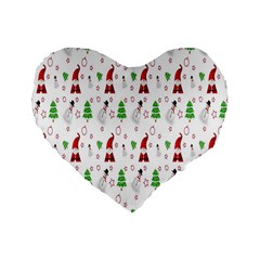 Santa Claus Snowman Christmas  Standard 16  Premium Heart Shape Cushions