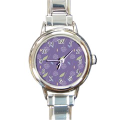 Seamless Pattern Floral Background Violet Background Round Italian Charm Watch by artworkshop