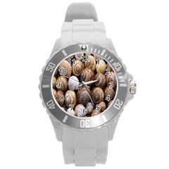 Snail Shells Pattern Arianta Arbustorum Round Plastic Sport Watch (l) by artworkshop