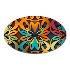 Orange, Turquoise And Blue Pattern  Oval Magnet by Sobalvarro