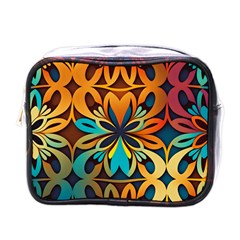 Orange, Turquoise And Blue Pattern  Mini Toiletries Bag (one Side) by Sobalvarro