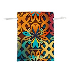 Orange, Turquoise And Blue Pattern  Lightweight Drawstring Pouch (l)