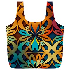 Orange, Turquoise And Blue Pattern  Full Print Recycle Bag (xxxl) by Sobalvarro