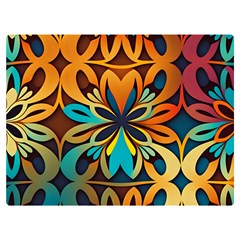 Orange, Turquoise And Blue Pattern  Premium Plush Fleece Blanket (extra Small)