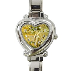 Kaleido Art Gold Heart Italian Charm Watch by kaleidomarblingart