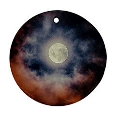 Dark Full Moonscape Midnight Scene Round Ornament (two Sides) by dflcprintsclothing