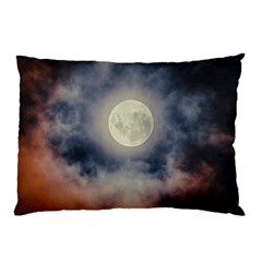 Dark Full Moonscape Midnight Scene Pillow Case by dflcprintsclothing