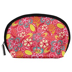 Whimsy Floral Pattern  Accessory Pouch (large) by PaperDesignNest