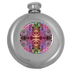 Firey Repeats Iv Round Hip Flask (5 Oz) by kaleidomarblingart