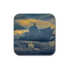 Bird Flying Over Stormy Sky Rubber Coaster (square) by dflcprintsclothing