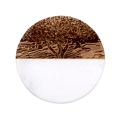 Colorful Verona Olive Tree Classic Marble Wood Coaster (round) 