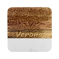 Colorful Verona Olive Tree Marble Wood Coaster (square) by ConteMonfrey