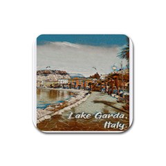 Birds And People On Lake Garda Rubber Square Coaster (4 Pack) by ConteMonfrey