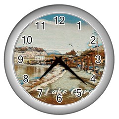 Birds And People On Lake Garda Wall Clock (silver) by ConteMonfrey