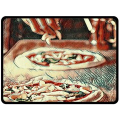 Naples Pizza On The Making Fleece Blanket (large) by ConteMonfrey