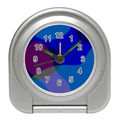 Blue Abstract 1118 - Groovy Blue And Purple Art Travel Alarm Clock by KorokStudios