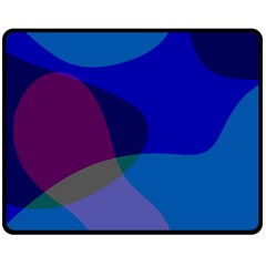 Blue Abstract 1118 - Groovy Blue And Purple Art One Side Fleece Blanket (medium) by KorokStudios