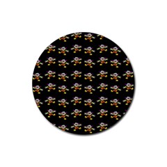 Dancing Clowns Black Rubber Coaster (round) by TetiBright