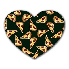 Pizza Slices Pattern Green Heart Mousepad by TetiBright