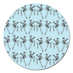 Jogging Lady On Blue Magnet 5  (round) by TetiBright