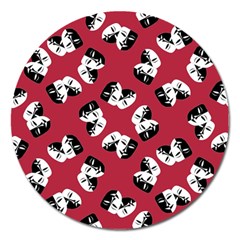 Theater Masks Burgundy Magnet 5  (round) by TetiBright