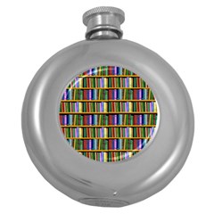 Books On A Shelf Round Hip Flask (5 Oz) by TetiBright