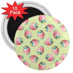 Colorful Easter Eggs Pattern Green 3  Magnets (10 Pack)  by TetiBright