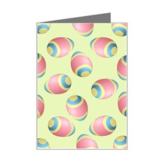 Colorful Easter Eggs Pattern Green Mini Greeting Card by TetiBright