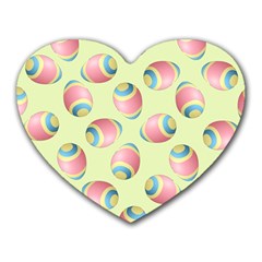 Colorful Easter Eggs Pattern Green Heart Mousepad by TetiBright