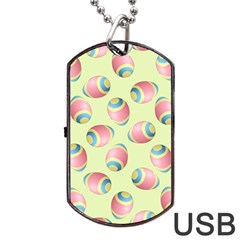 Colorful Easter Eggs Pattern Green Dog Tag Usb Flash (one Side) by TetiBright