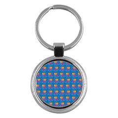 Speak Love Pattern On Blue Key Chain (round) by TetiBright