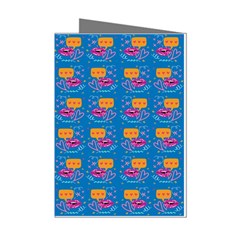 Speak Love Pattern On Blue Mini Greeting Cards (pkg Of 8) by TetiBright