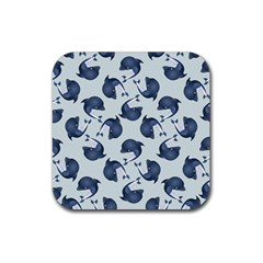Blue Dolphins Pattern Rubber Coaster (square) by TetiBright