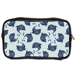 Blue Dolphins Pattern Toiletries Bag (two Sides) by TetiBright