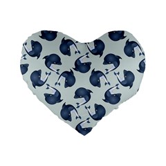 Blue Dolphins Pattern Standard 16  Premium Flano Heart Shape Cushions by TetiBright