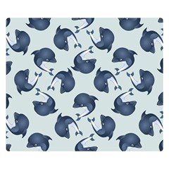 Blue Dolphins Pattern One Side Premium Plush Fleece Blanket (small) by TetiBright