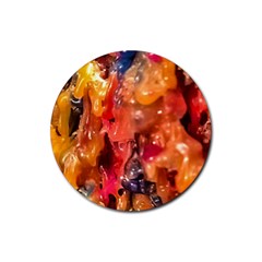 Multicolored Melted Wax Texture Rubber Round Coaster (4 Pack) by dflcprintsclothing