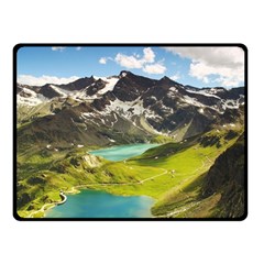 Aerial View Of Mountain And Body Of Water One Side Fleece Blanket (small) by danenraven