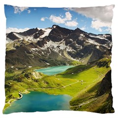 Aerial View Of Mountain And Body Of Water Large Cushion Case (two Sides) by danenraven