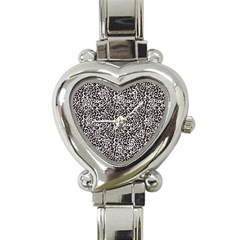 Black Cheetah Skin Heart Italian Charm Watch