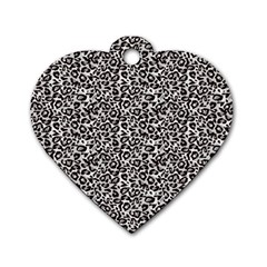 Black Cheetah Skin Dog Tag Heart (One Side)