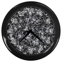 Creepy Head Mask Motif Random Pattern Wall Clock (Black)