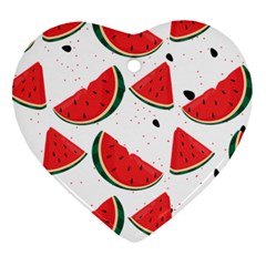 Watermelon Seamless Pattern Heart Ornament (two Sides) by Jancukart