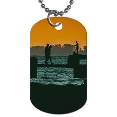 River Breakwater Sunset, Montevideo, Uruguay Dog Tag (two Sides) by dflcprintsclothing