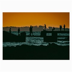 River Breakwater Sunset, Montevideo, Uruguay Large Glasses Cloth (2 Sides) by dflcprintsclothing