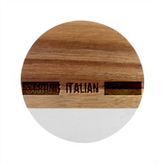 Strong Italian Energy  Marble Wood Coaster (round)