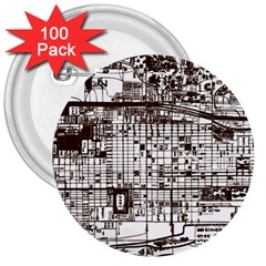 Antique Oriental Town Map  3  Buttons (100 Pack)  by ConteMonfrey