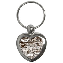 Antique Oriental Town Map  Key Chain (heart) by ConteMonfrey